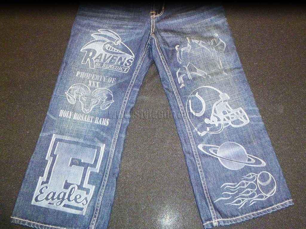 牛仔褲激光雕刻 CO2 激光打標機